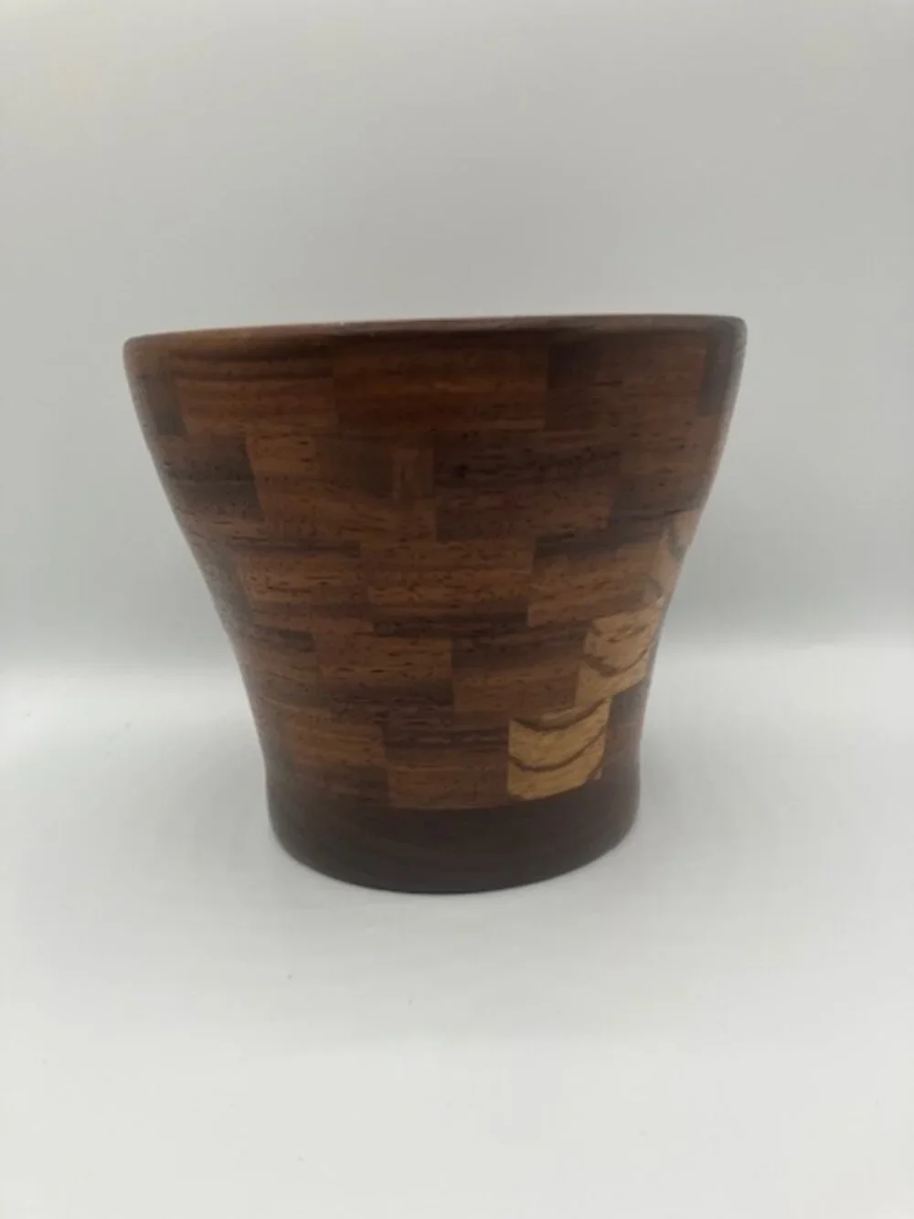 Wooden Bowl / Vase Handcrafted Slant Style Design of Segmented‎ Wood 5.5